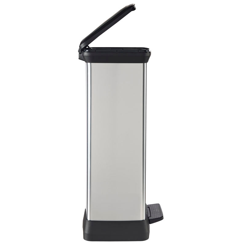 Curver rechthoekige pedaalemmer Decobin 50 liter zilver/zwart