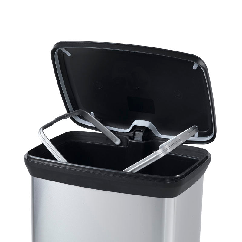 Curver rechthoekige pedaalemmer Decobin 50 liter zilver/zwart