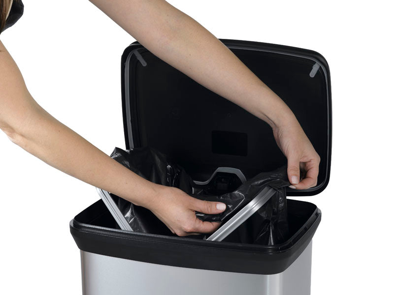Curver rechthoekige pedaalemmer Decobin 50 liter zilver/zwart