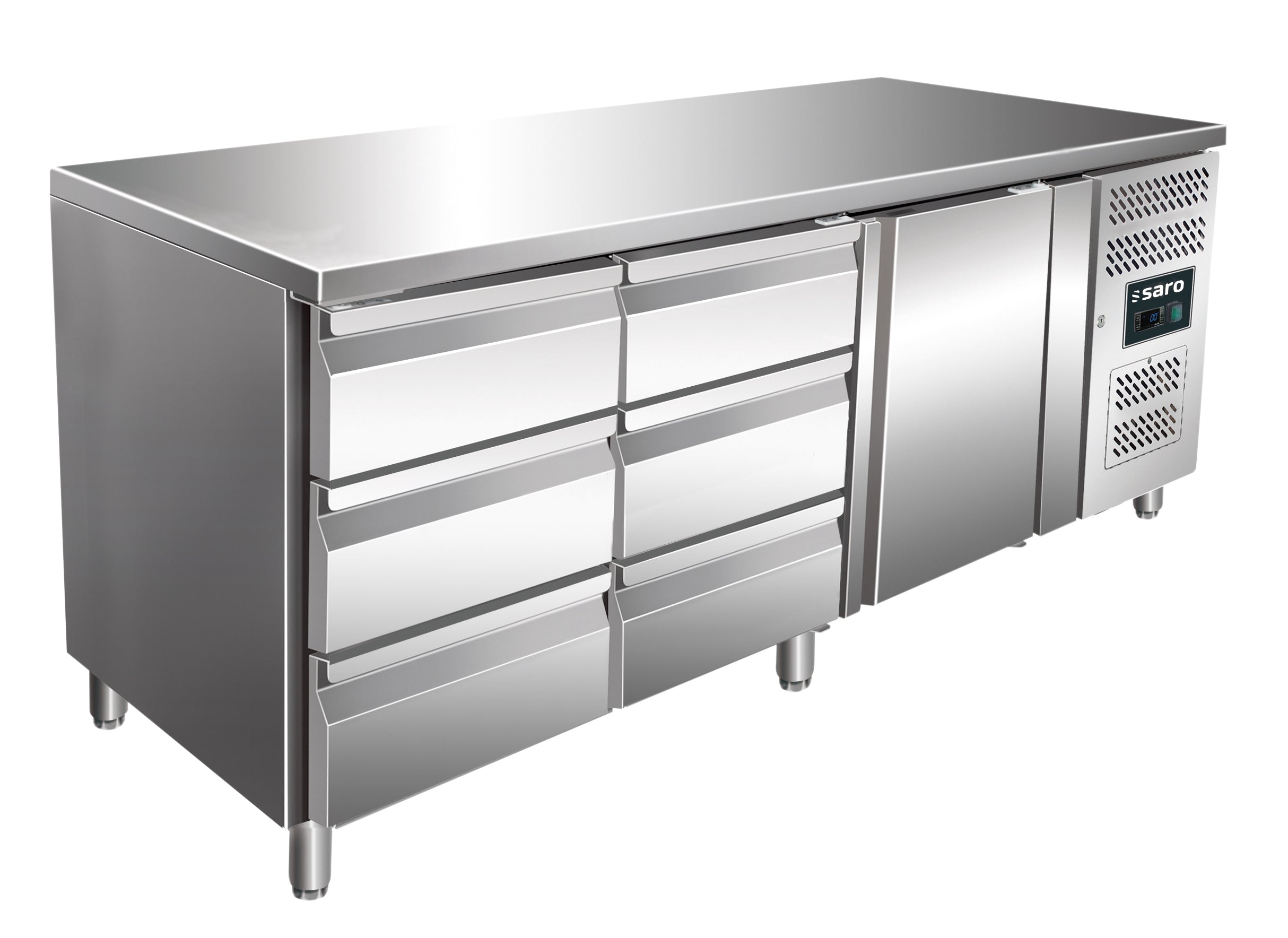 SARO Gekoelde werkbank met 1 deur en 2x sets van 3 lades, model KYLJA 3150 TN