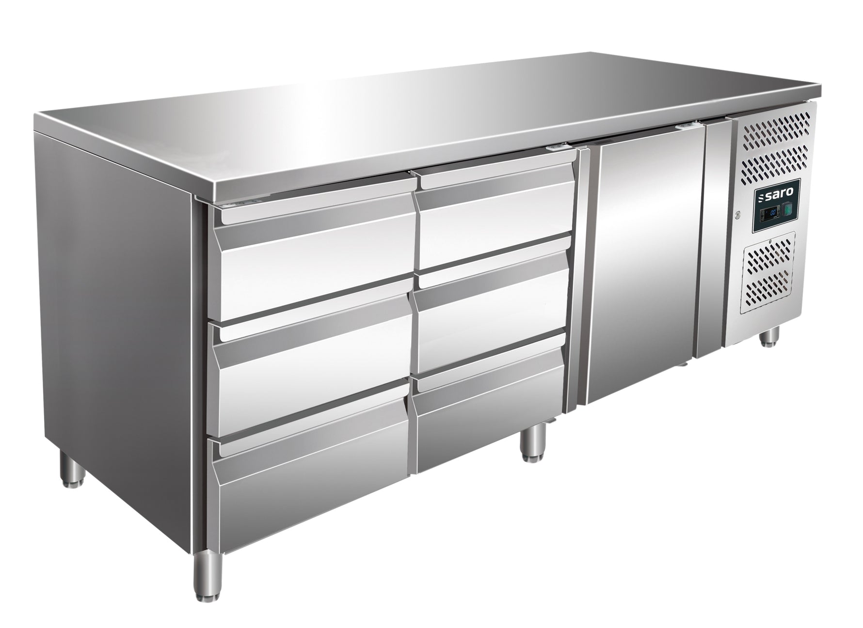 SARO Gekoelde werkbank met 1 deur en 2x sets van 3 lades, model KYLJA 3150 TN