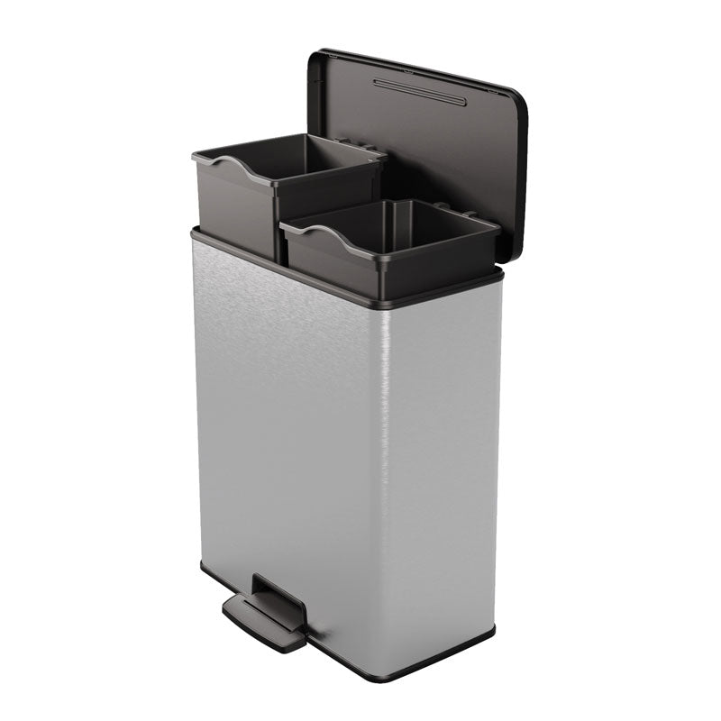 Curver Decobin Duo pedaalemmer 26+26 liter zilver/zwart