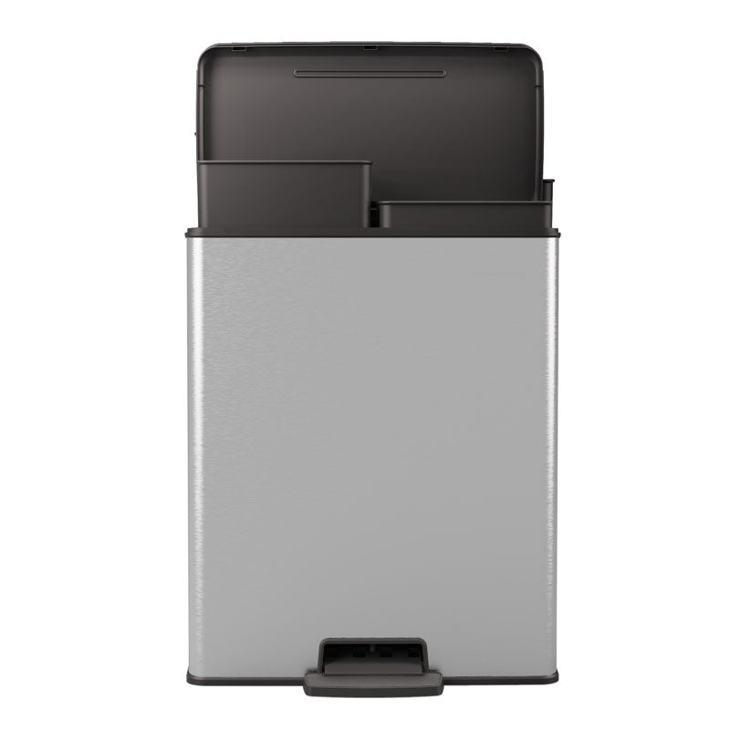 Curver Decobin Duo pedaalemmer 26+26 liter zilver/zwart