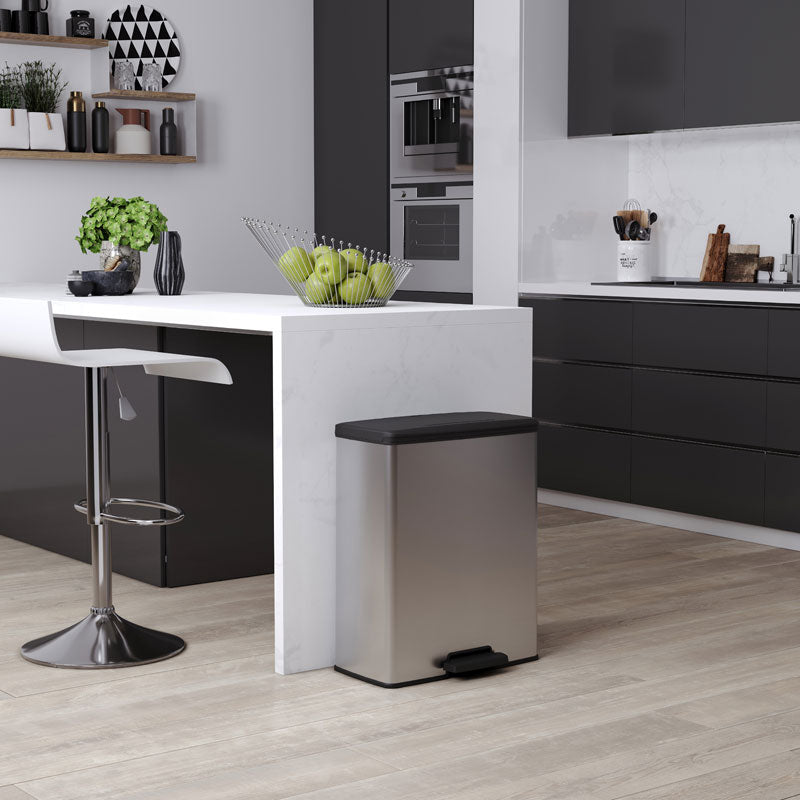 Curver Decobin Duo pedaalemmer 26+26 liter zilver/zwart