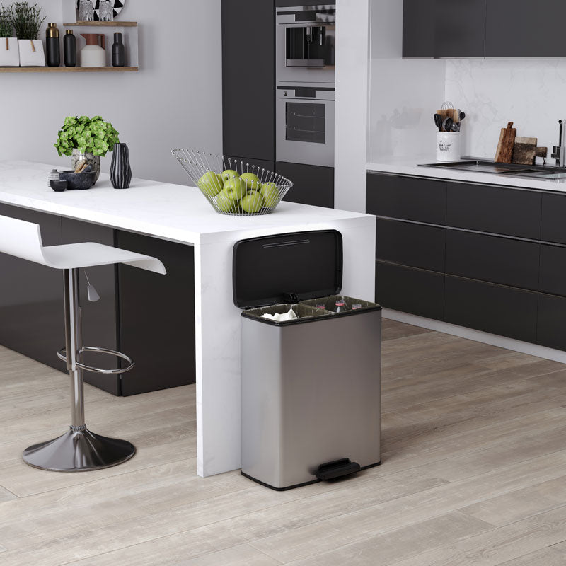 Curver Decobin Duo pedaalemmer 26+26 liter zilver/zwart