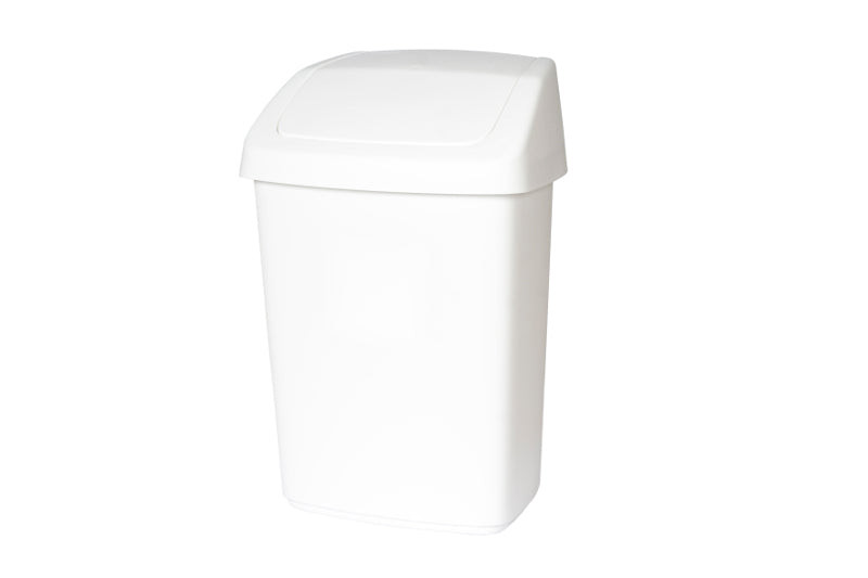 Rubbermaid afvalbak met tuimeldeksel 10 liter wit, per 6 stuks