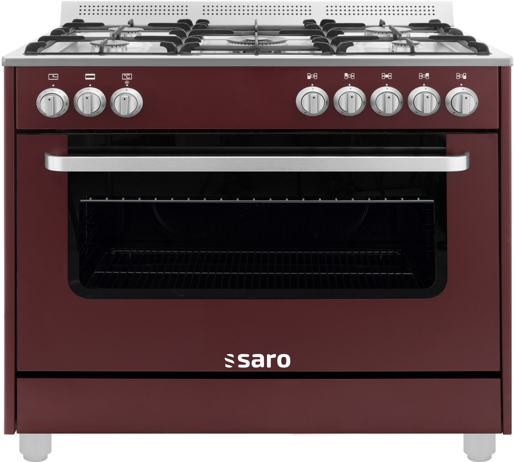 SARO Multifunctioneel  gasfornuis met electrische oven model TS95C61LVI bordeaux