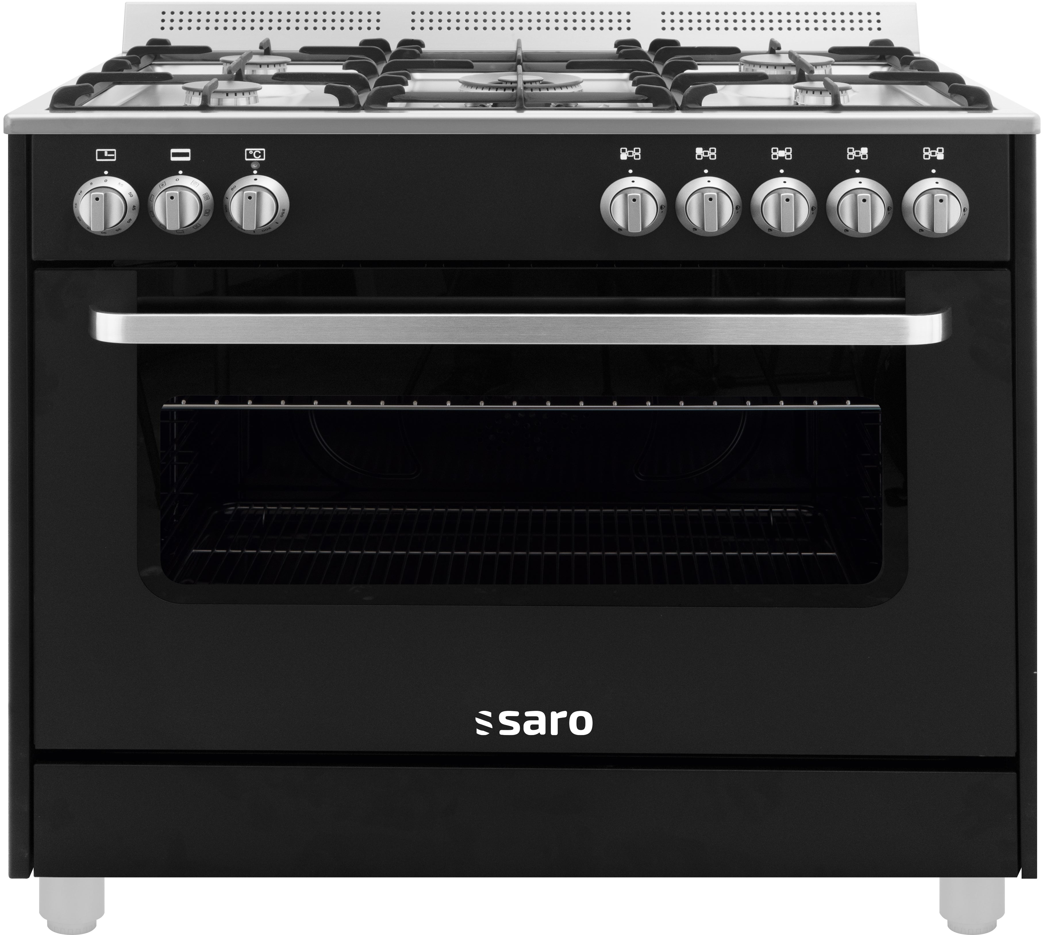 SARO Multifunctioneel  gasfornuis met electrische oven model TS95C61LNE zwart