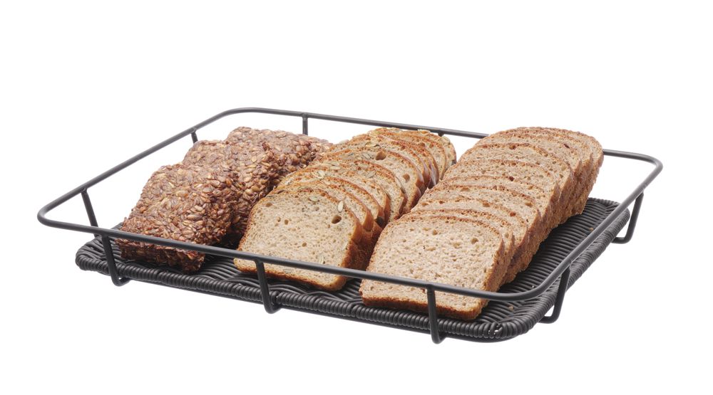 Bread basket with stainless steel rim