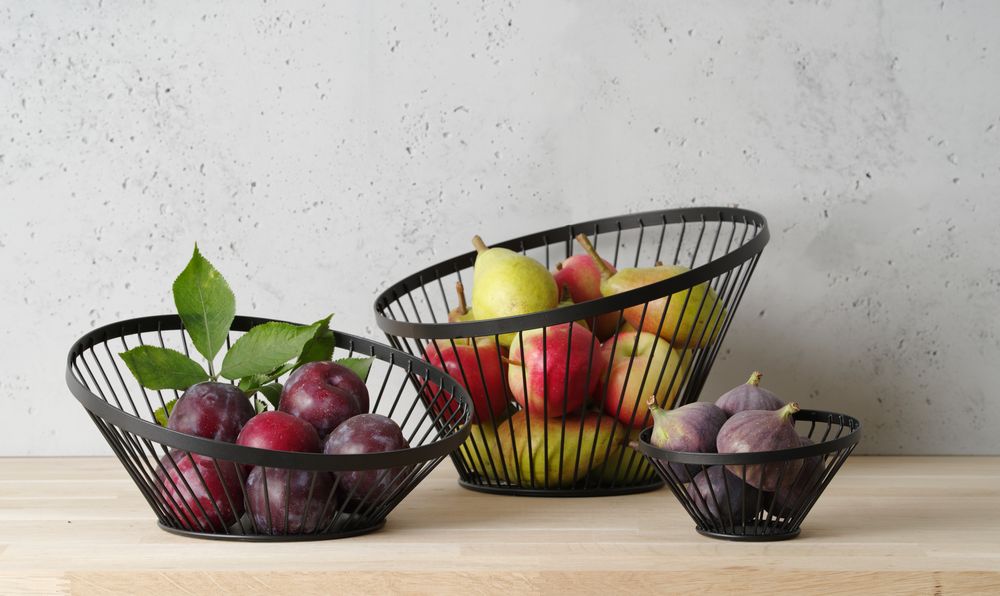 Fruitkorf schuin zwart
