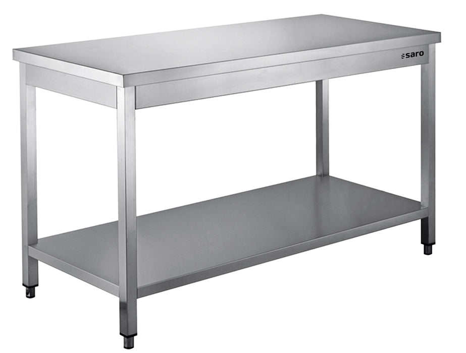 SARO Roestvrijstalen tafel, gedemonteerd, met legbord - 600 mm diepte, 1500 mm