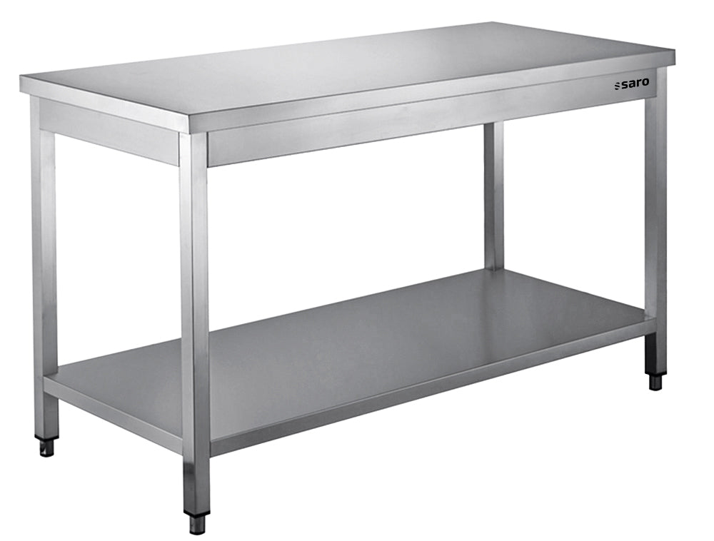 SARO Roestvrijstalen tafel, gedemonteerd, met legbord - 600 mm diepte, 1600 mm