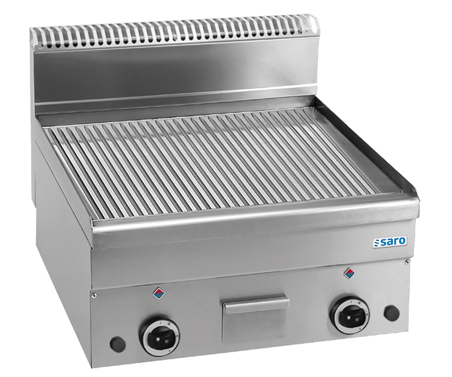SARO Gas Grillplaat Geribbeld Tafelmodel 600x600 Model GFT66R