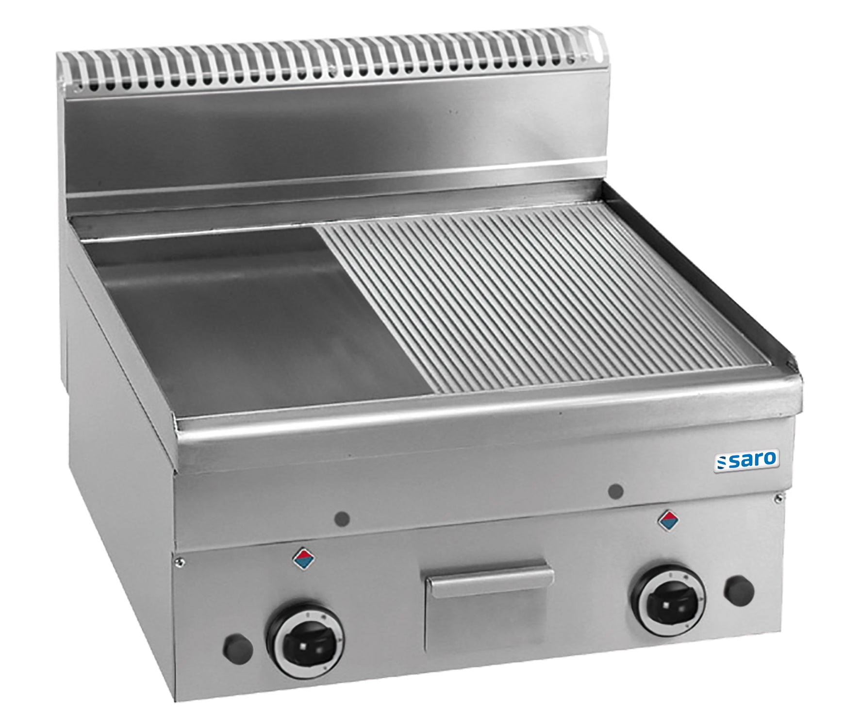 SARO Gas Grillplaat 1/2 Glad 1/2 Geribbeld 1000x600 Model GFT66LR