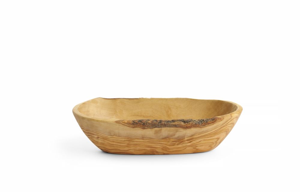 Kom olijfhout langwerpig