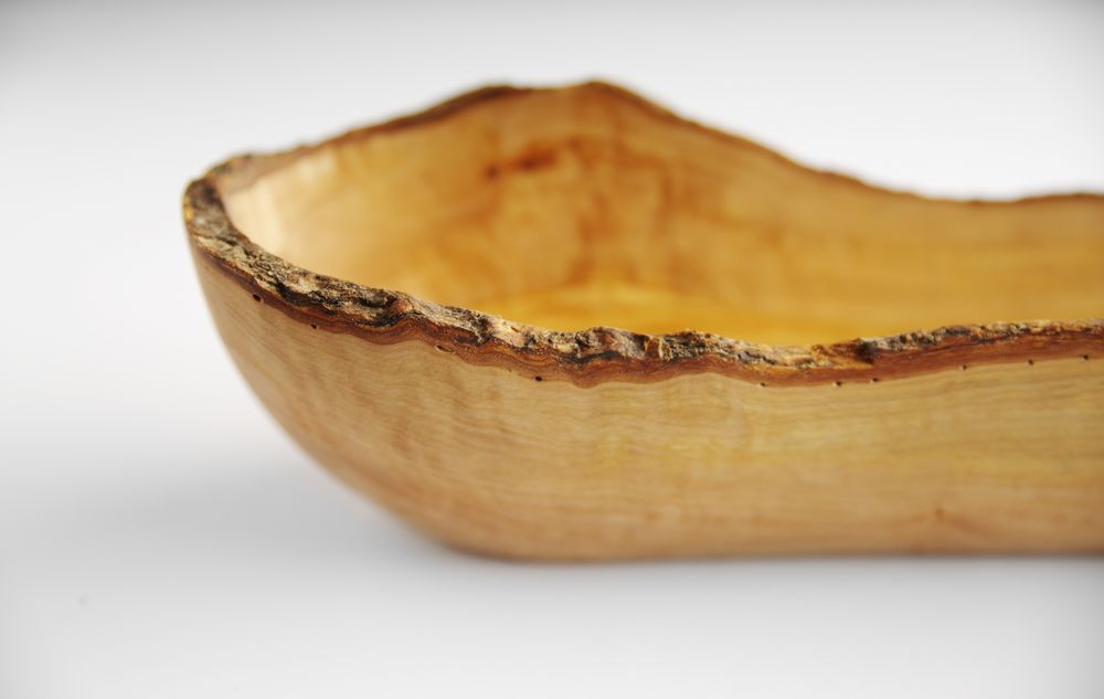 Kom olijfhout langwerpig