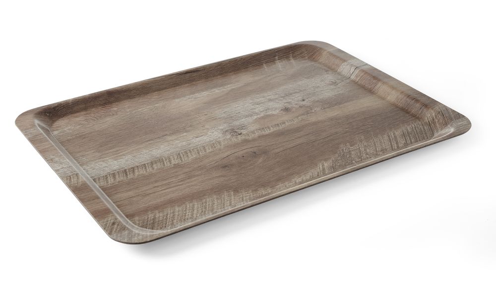Melamine tray with wood print