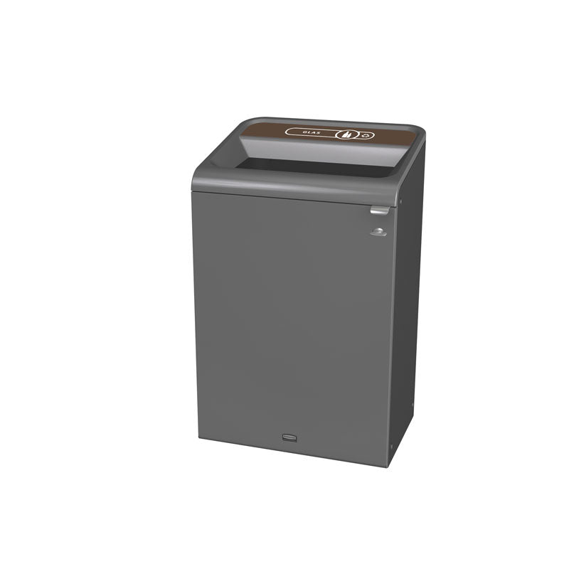 Rubbermaid Configure recyclingstation Glas label NL 125 liter antraciet/bruin