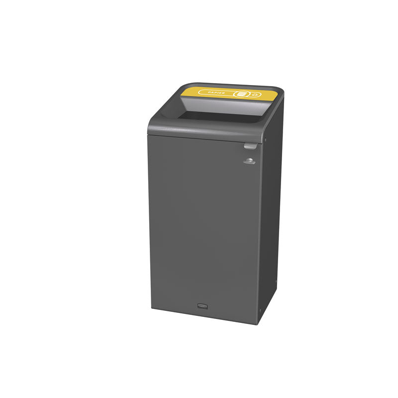 Rubbermaid Configure recyclingstation Papier label BE-NL 87 liter antraciet/geel