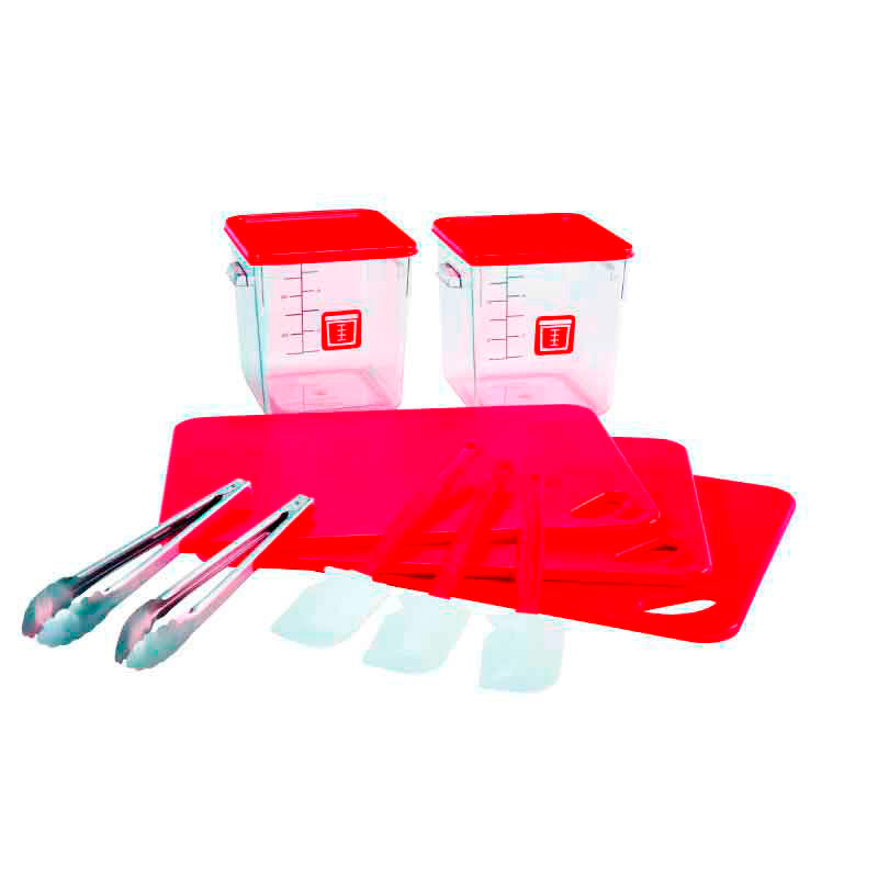 Rubbermaid kleurgecodeerde set voor voedselbereiding en -bewaring rood