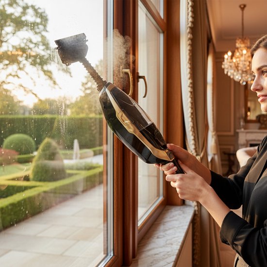 AG Stoomreiniger – 10-in-1 Steam Cleaner – Handstomer – Kledingstomer – Handstoomreiniger – Dieptereiniging voor Vloeren, Badkamer, Tegels, Ramen & Textiel – Vlekkenreiniger – 1500W – 115°C – Inclusief 13 Accessoires – Black Gold Edition