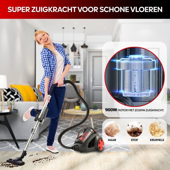 AG3000 - Stofzuiger zonder Zak - 900 Watt - Zuigkrachtregeling- Sterke zuigkracht - Stofzuigers- Compact en licht - makkelijk in gebruik