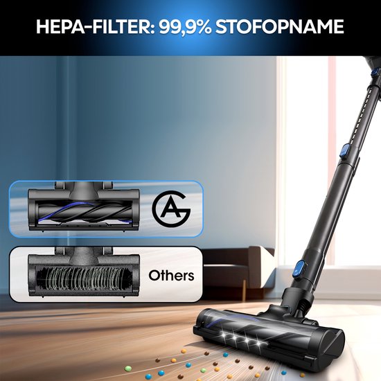 AG4100 Steelstofzuiger Draadloos - Midnight Blue -Stofzuiger Zonder Zak - Geschikt voor Dierenharen- Krachtig -Kruimeldief- Draadloze Stofzuigers - Steelstofzuigers - Kruimelzuiger - Compact & Licht - Ook voor in de auto