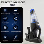 AG315 Handstofzuiger Zwart- Kruimeldief - Stil - Snoerloos - Extreem Krachtige Kruimelzuiger Draadloos - 100W Krachtige Zuigkracht - Led Verlichting - Voor Thuis & Auto - Opzetstukken en Extra HEPA filter - Compact - Geschikt voor Huisdierharen
