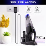 AG315 Handstofzuiger Zwart- Kruimeldief - Stil - Snoerloos - Extreem Krachtige Kruimelzuiger Draadloos - 100W Krachtige Zuigkracht - Led Verlichting - Voor Thuis & Auto - Opzetstukken en Extra HEPA filter - Compact - Geschikt voor Huisdierharen