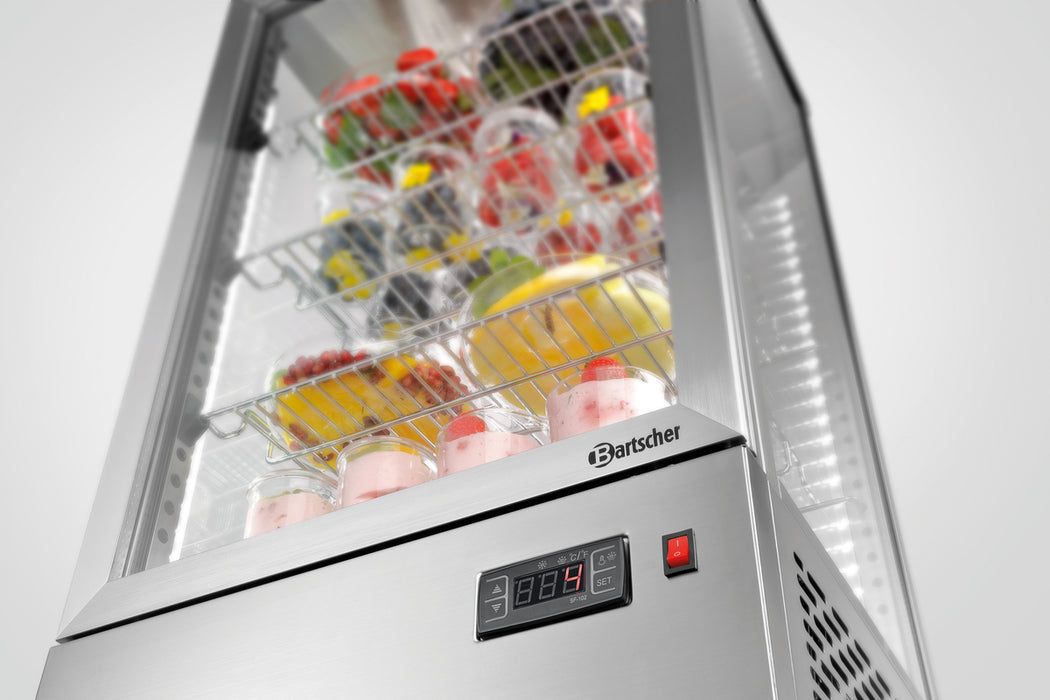 Mini refrigerated display case 78L, stainless steel