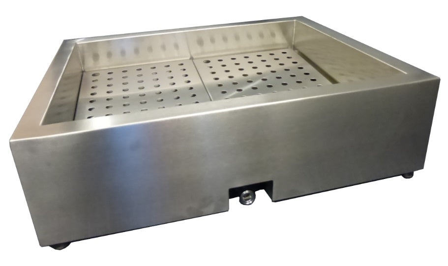 CRUSHED ICE BAK 1/1 GN SCHUIN RVS AISI 304  AFVOER AAN DE BEDIENINGSZIJDE