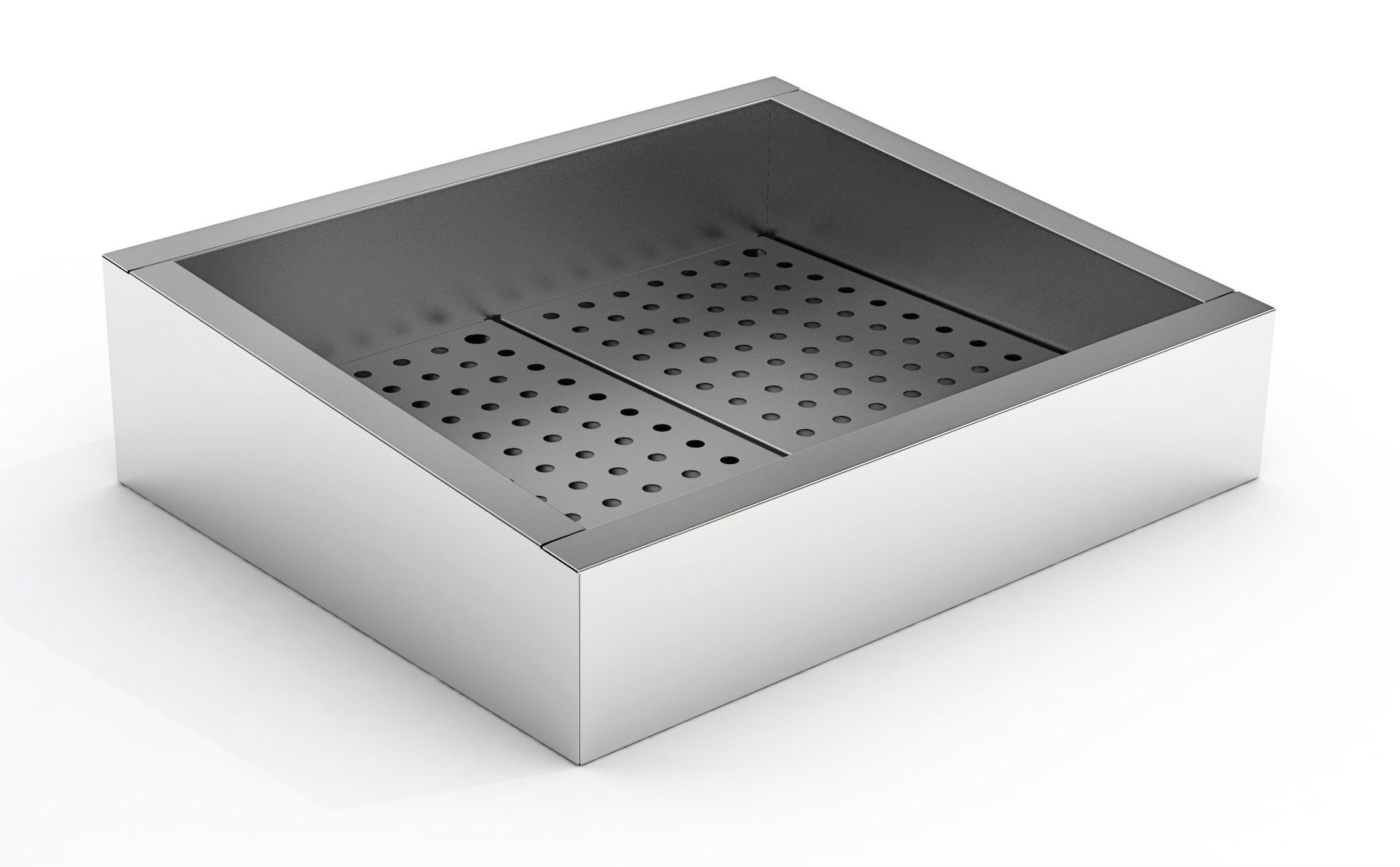 CRUSHED ICE BAK 2/1 GN SCHUIN RVS AISI 304  AFVOER AAN DE BEDIENINGSZIJDE