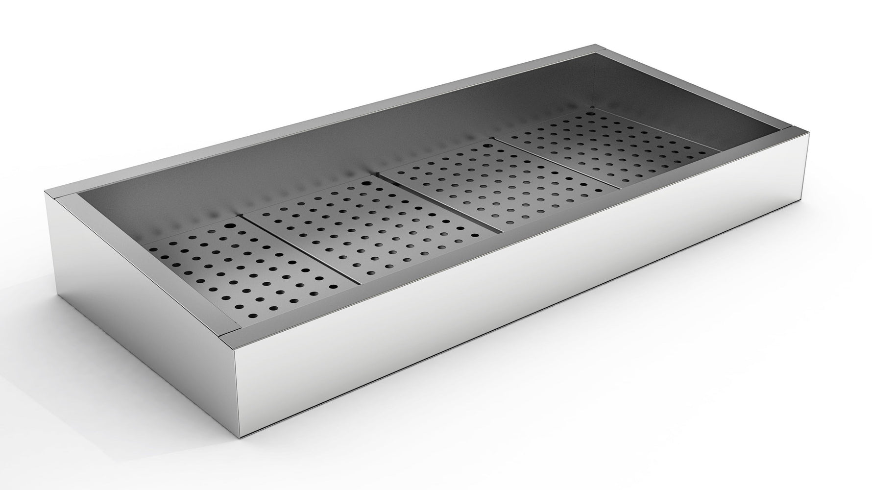 CRUSHED ICE BAK 4/1 GN SCHUIN RVS AISI 304  AFVOER AAN DE BEDIENINGSZIJDE