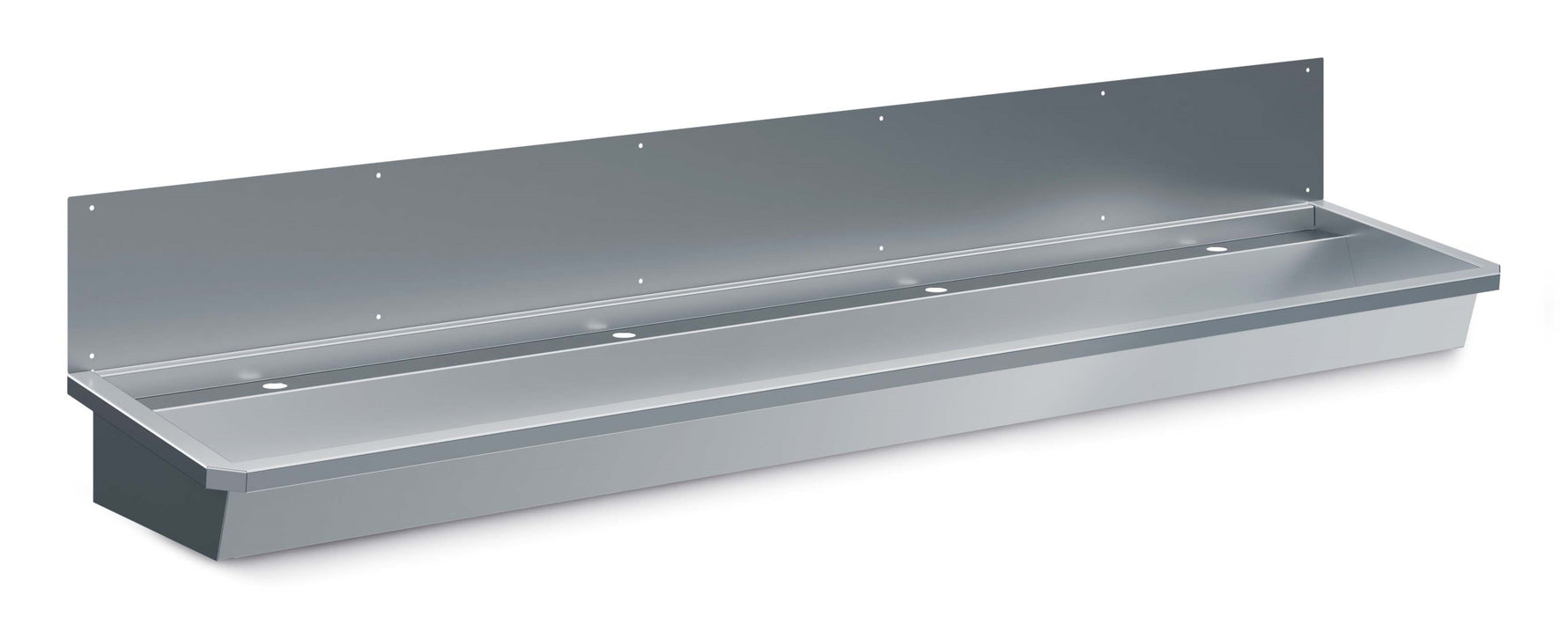 RVS WASBAK 4 KRANEN 2400MM  NCLUSIEF AFVOERPLUG EN SPATSCHERM