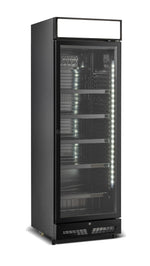 Drankenkoelkast 1 glasdeur zwart met lichtbak SVE-450 BLC