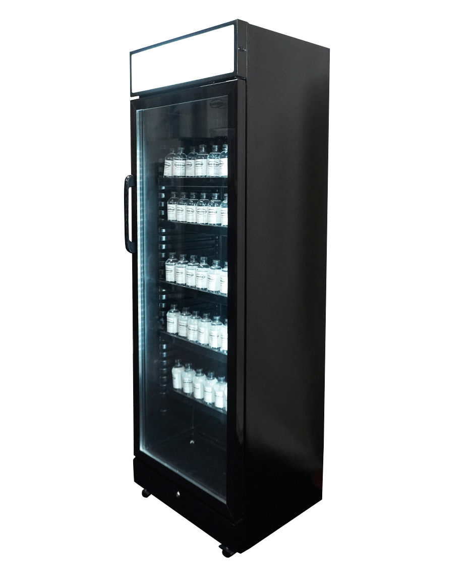 Drankenkoelkast 1 glasdeur zwart met lichtbak SVE-450 BLC