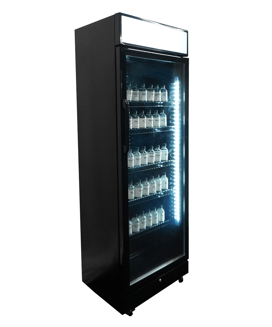 Drankenkoelkast 1 glasdeur zwart met lichtbak SVE-450 BLC