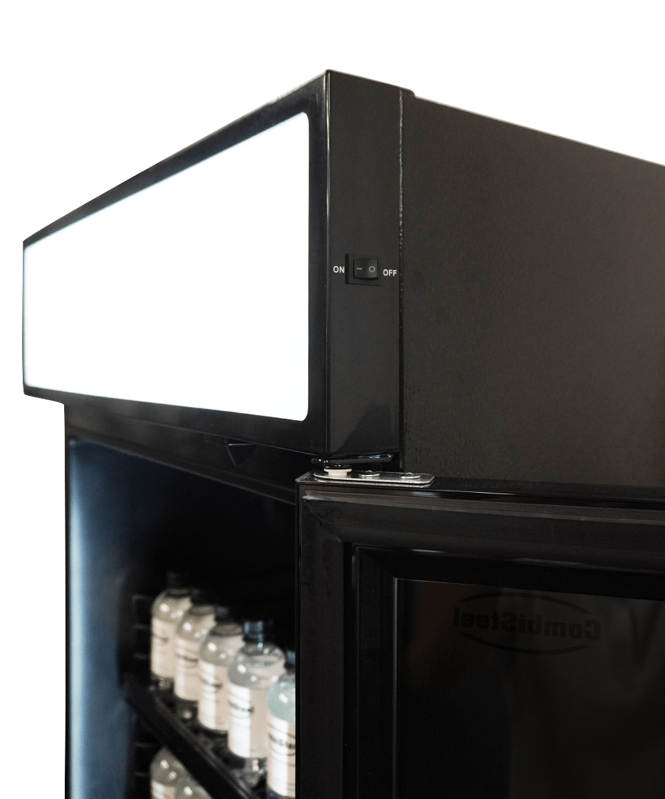 Drankenkoelkast 1 glasdeur zwart met lichtbak SVE-450 BLC