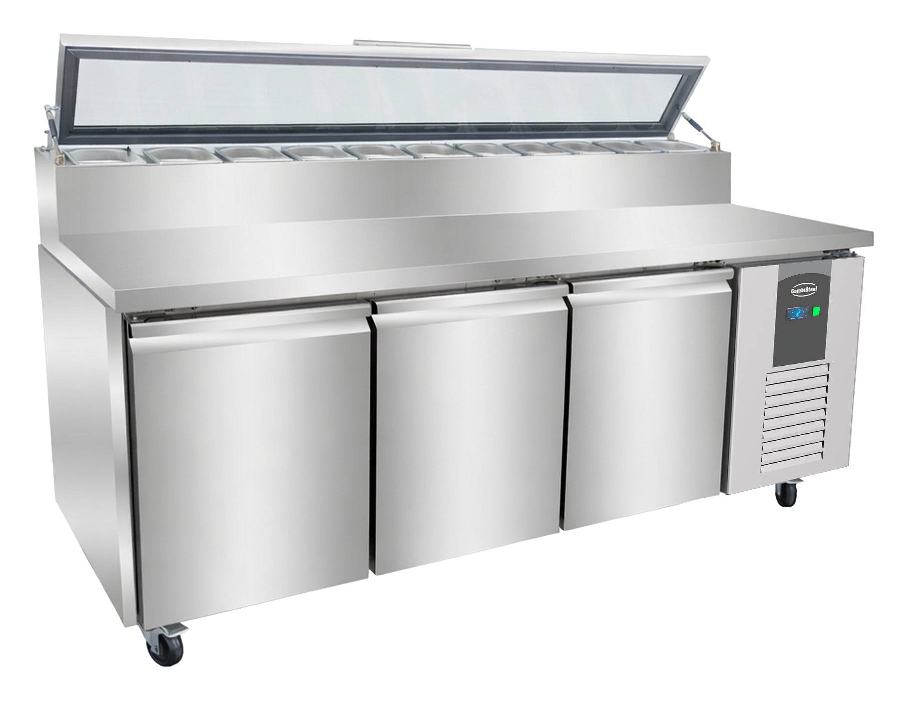 Saladette 3 deuren 8x1/3 GN pan glazen deksel