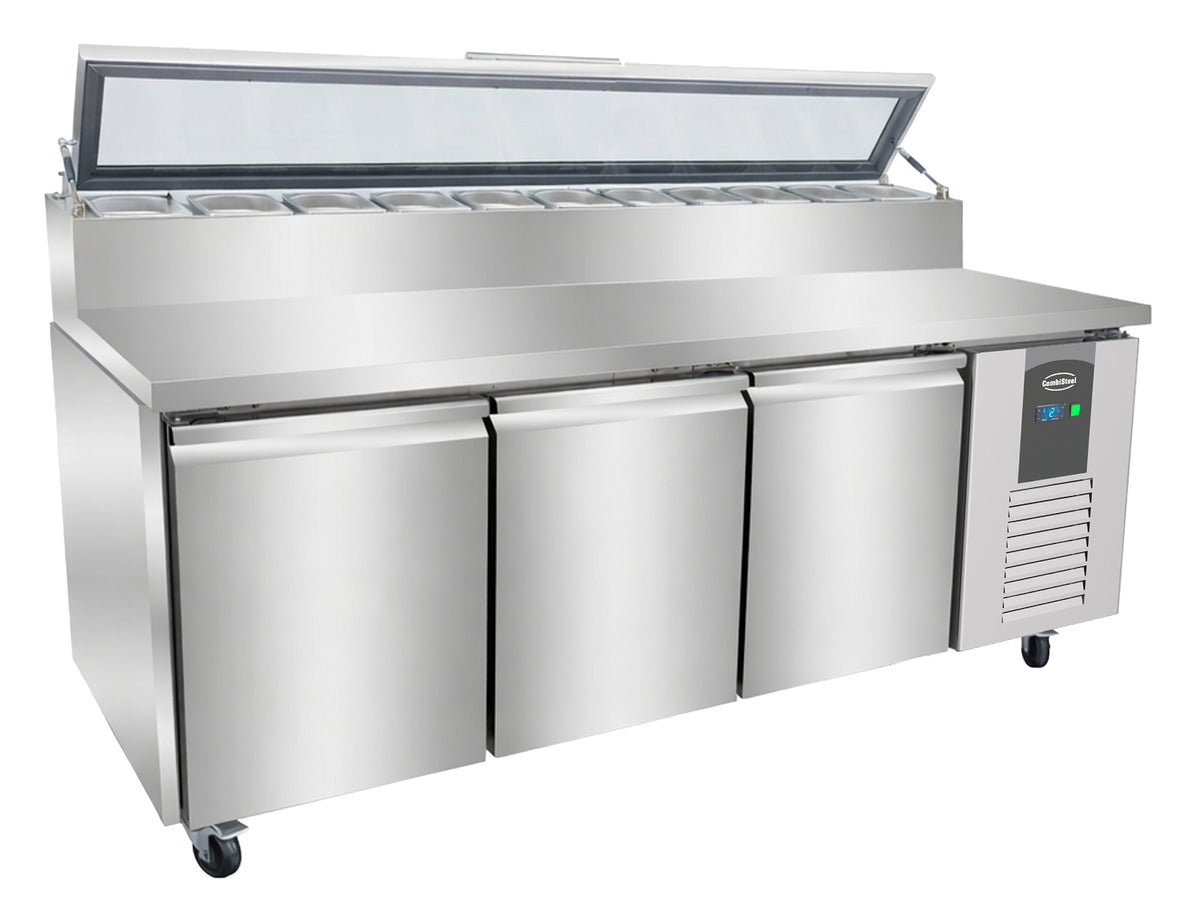 Saladette 3 deuren 8x1/3 GN pan glazen deksel