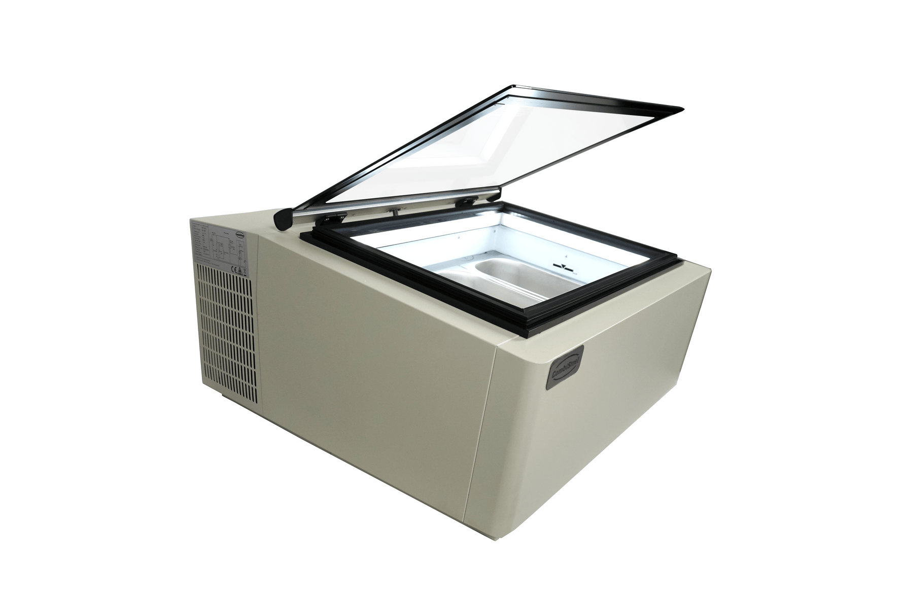 TAFELMODEL SCHEPIJSVITRINE WIT  OPENT AAN DE KLANTZIJDE