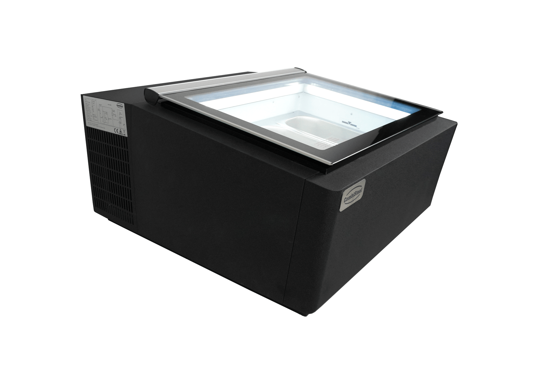 TAFELMODEL SCHEPIJSVITRINE ZWART  OPENT AAN DE KLANTZIJDE