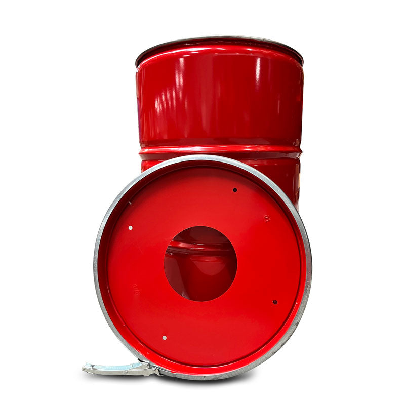 The BinBin olievat afvalbak Plastic met inwerpopening 200 liter rood