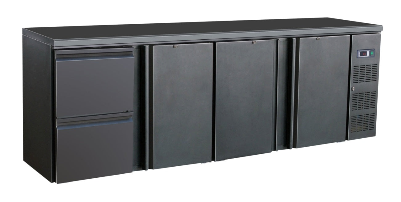 BAR COOLER BLACK 3 DOORS 2 DRAWERS
