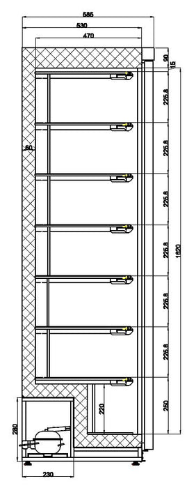VRIESKAST RVS 1 DEUR