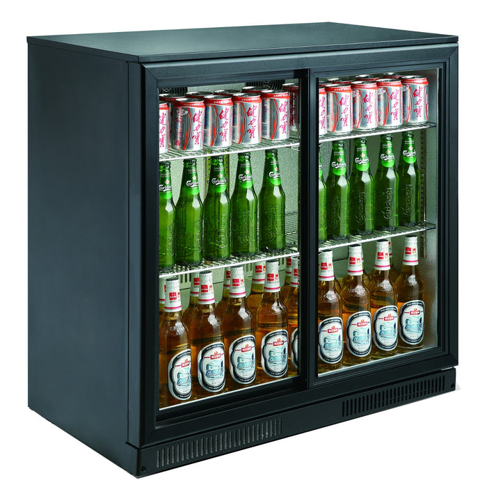 BAR COOLER BLACK 2 SLIDING DOORS