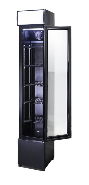 GLASS DOOR REFRIGERATOR NARROW BLACK