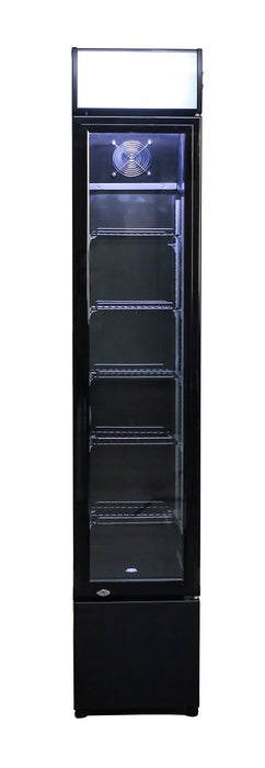 GLASS DOOR REFRIGERATOR NARROW BLACK