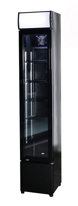 GLASS DOOR REFRIGERATOR NARROW BLACK
