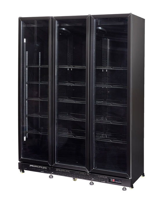 REFRIGERATOR 3 GLASS DOORS BLACK NAP-1200 *TRANSPORT ON REQUEST*